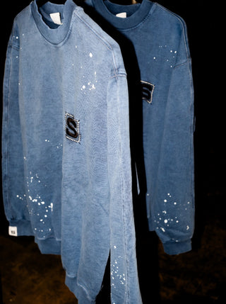 VINTAGE NAVY HANDPAINTED CREWNECK